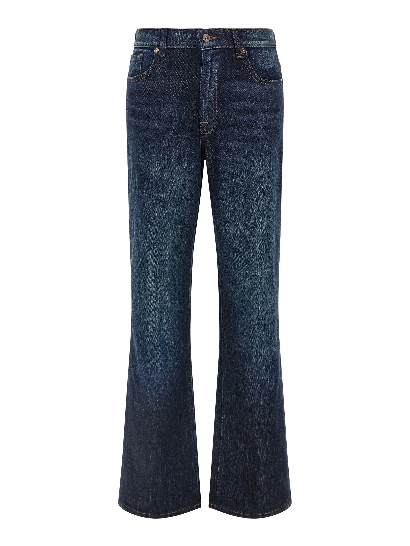 Blue Cotton Flared Jeans