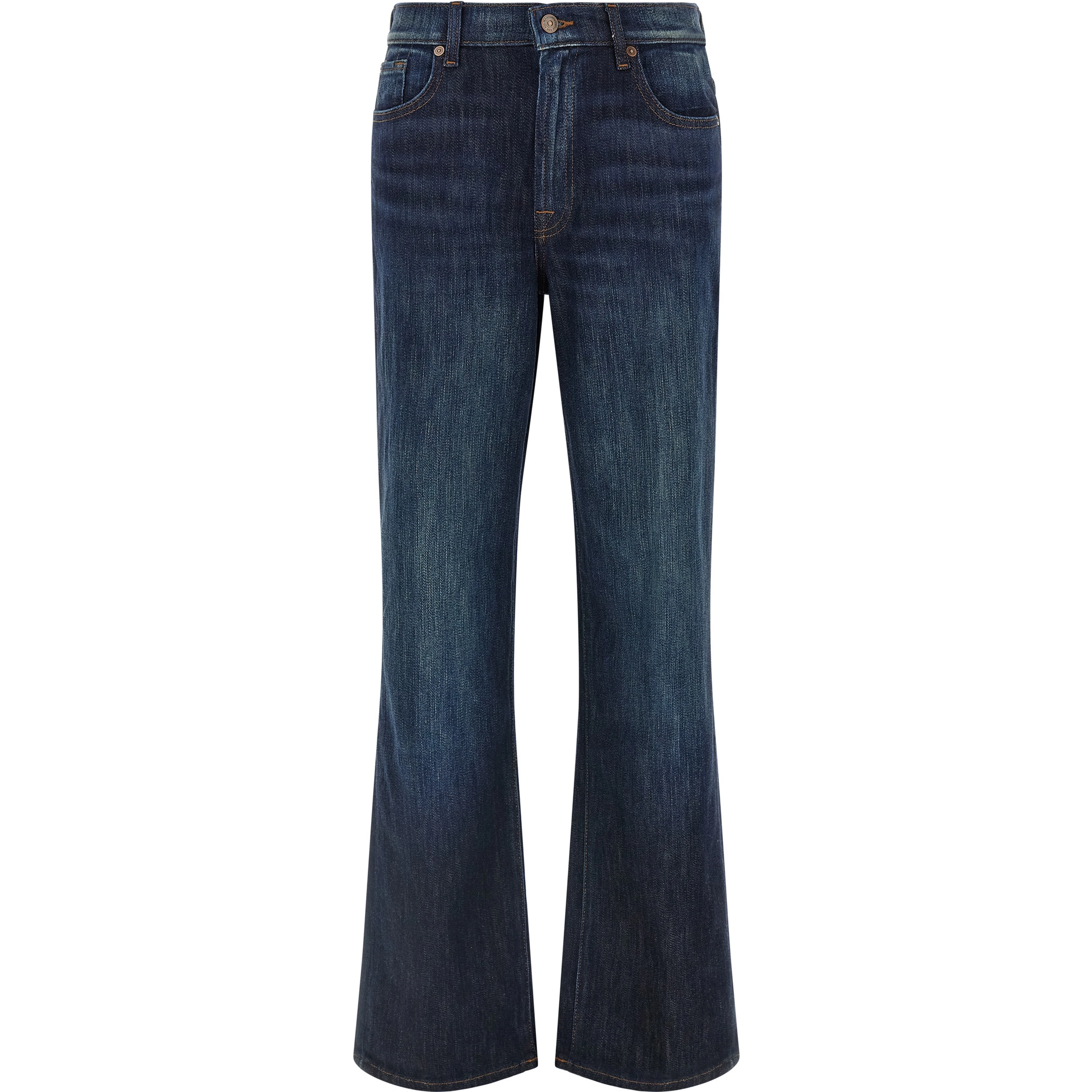 Blue Cotton Flared Jeans