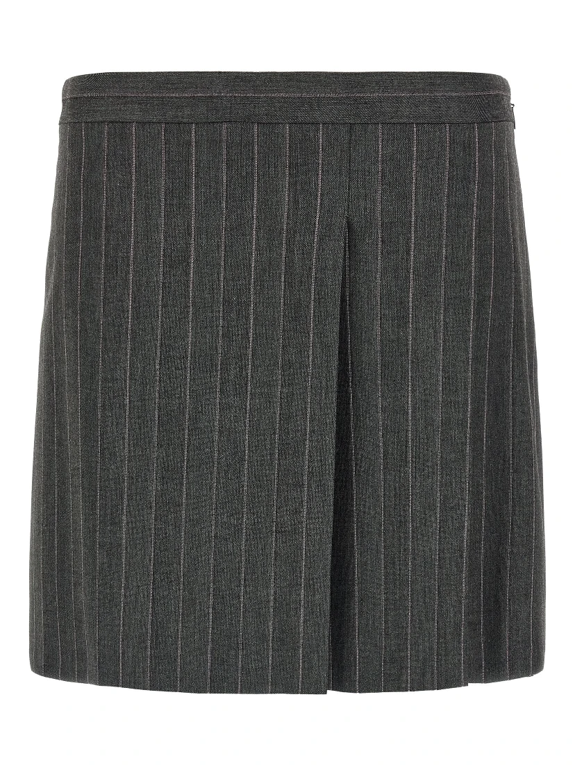 Gray Polyester Long Skirt