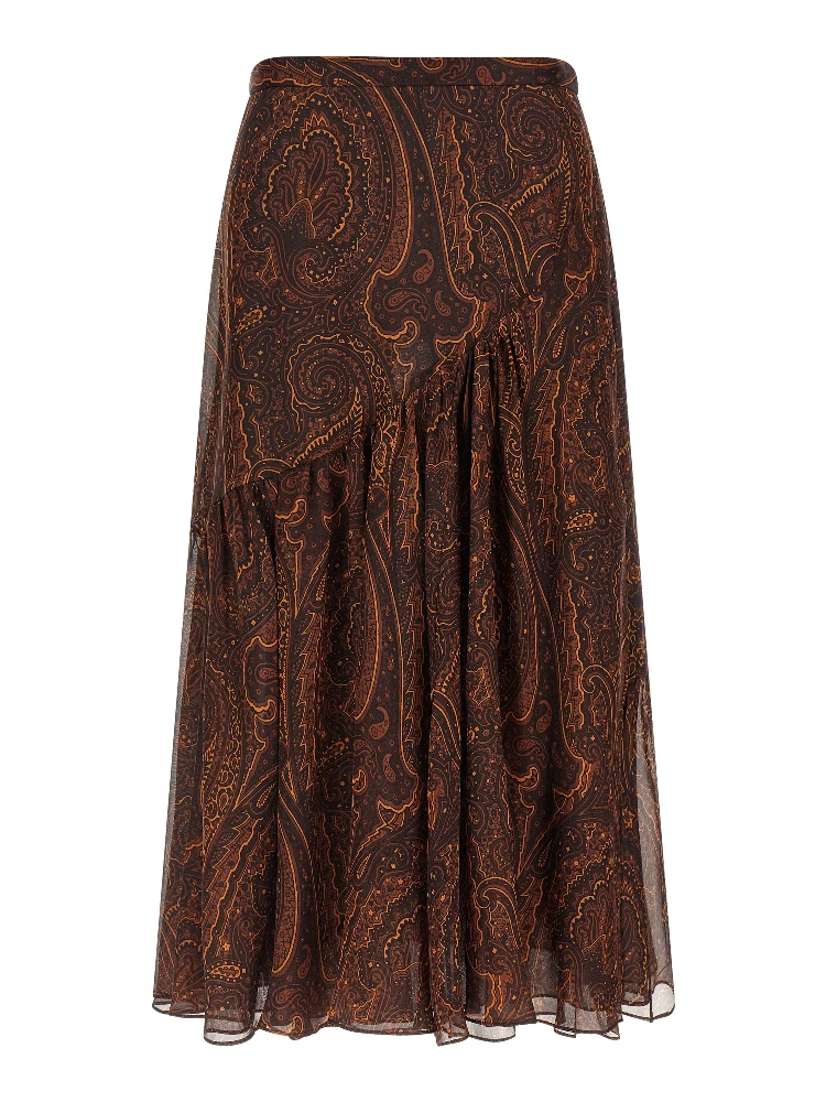 Brown Silk Mini Skirt