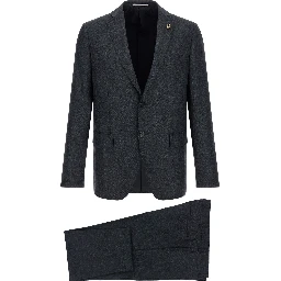 Gray Polyester Two-Piece Suit