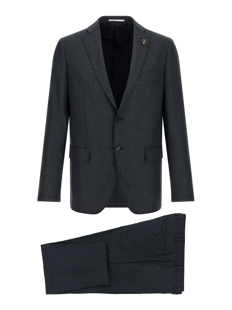 Gray Polyester Two-Piece Suit