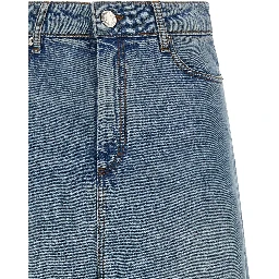 Blue Cotton Midi Skirt