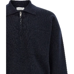 Blue Merino Wool Polo Shirt