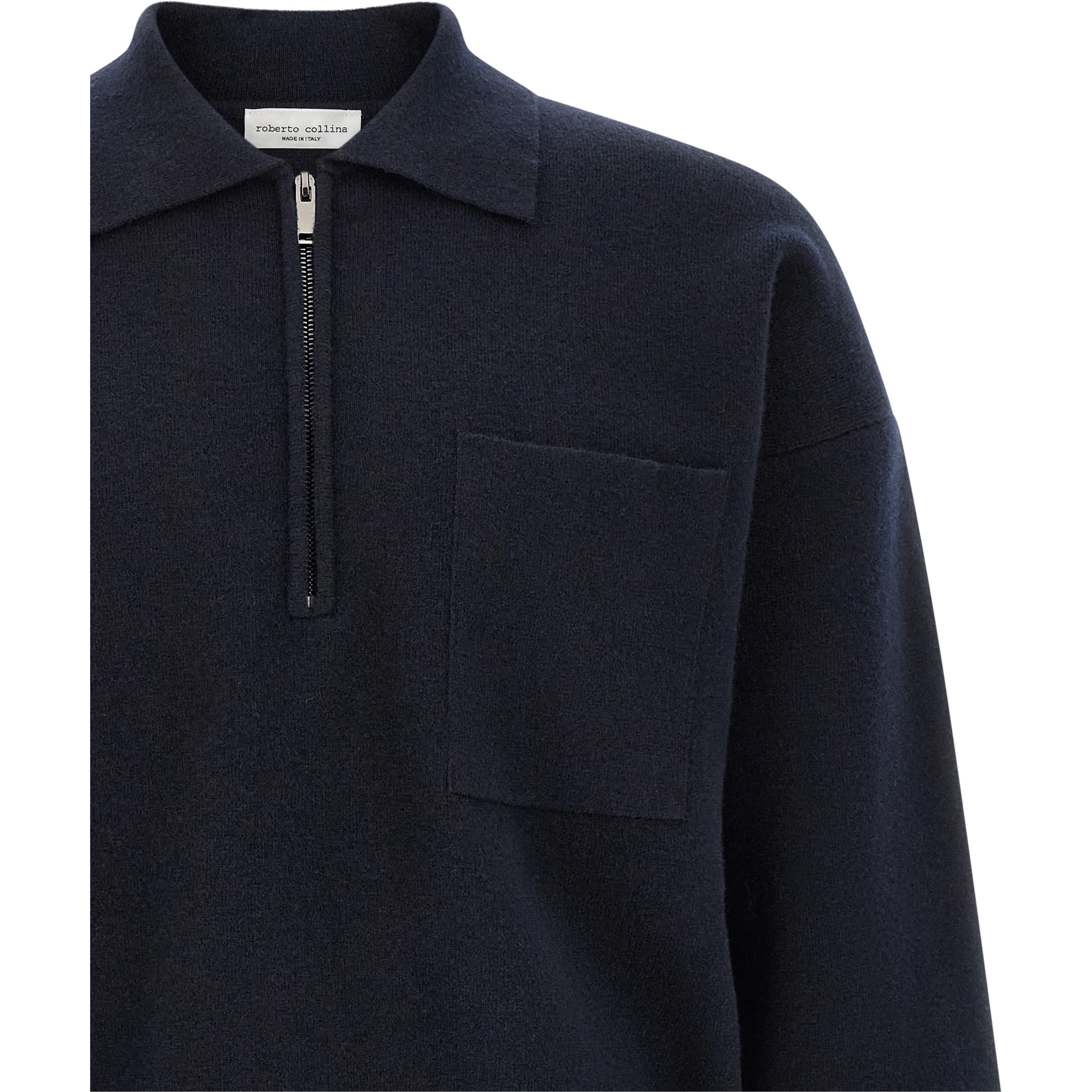 Blue Merino Wool Polo Shirt