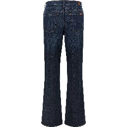 Blue Cotton Flared Jeans