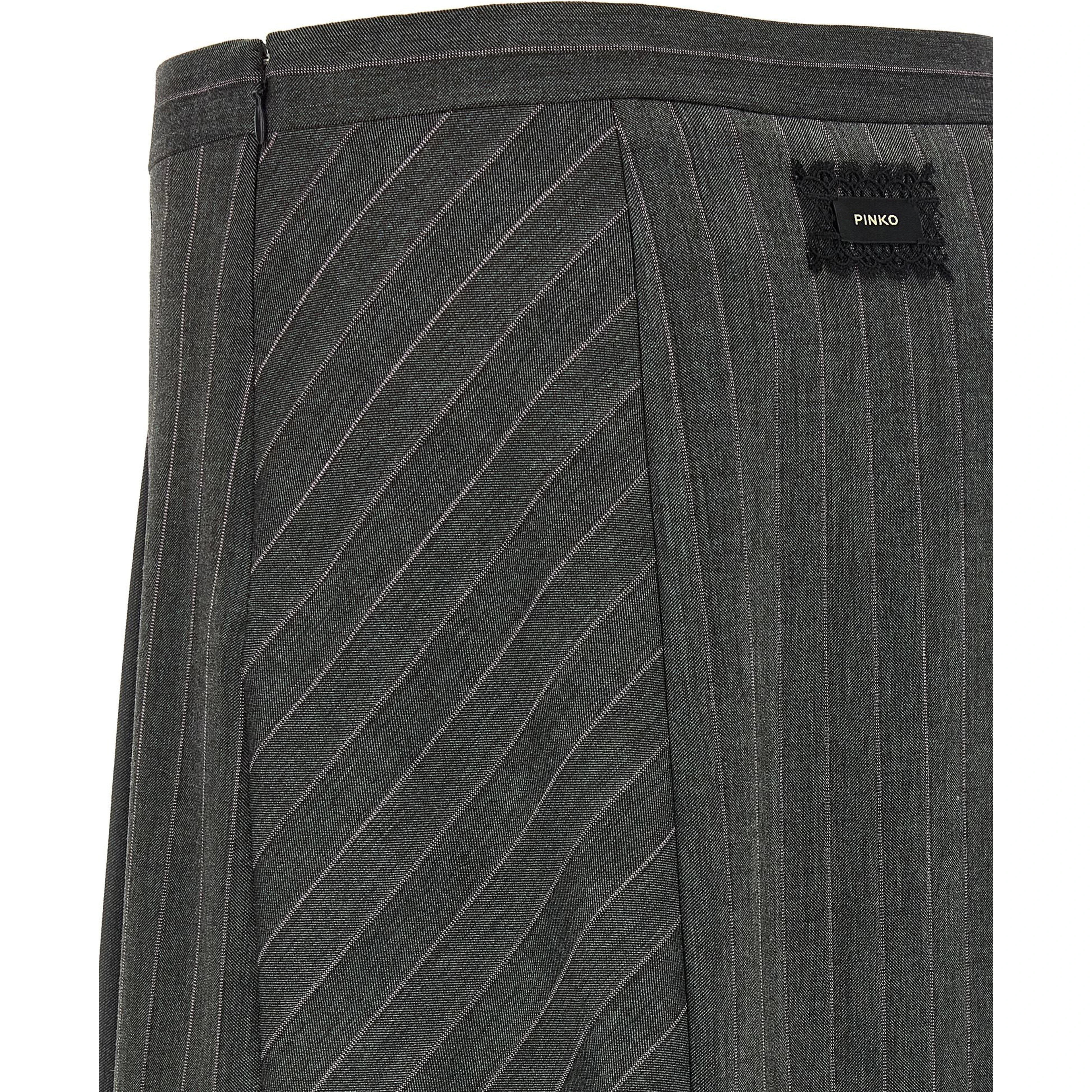 Gray Polyester Long Skirt
