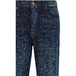 Blue Cotton Flared Jeans