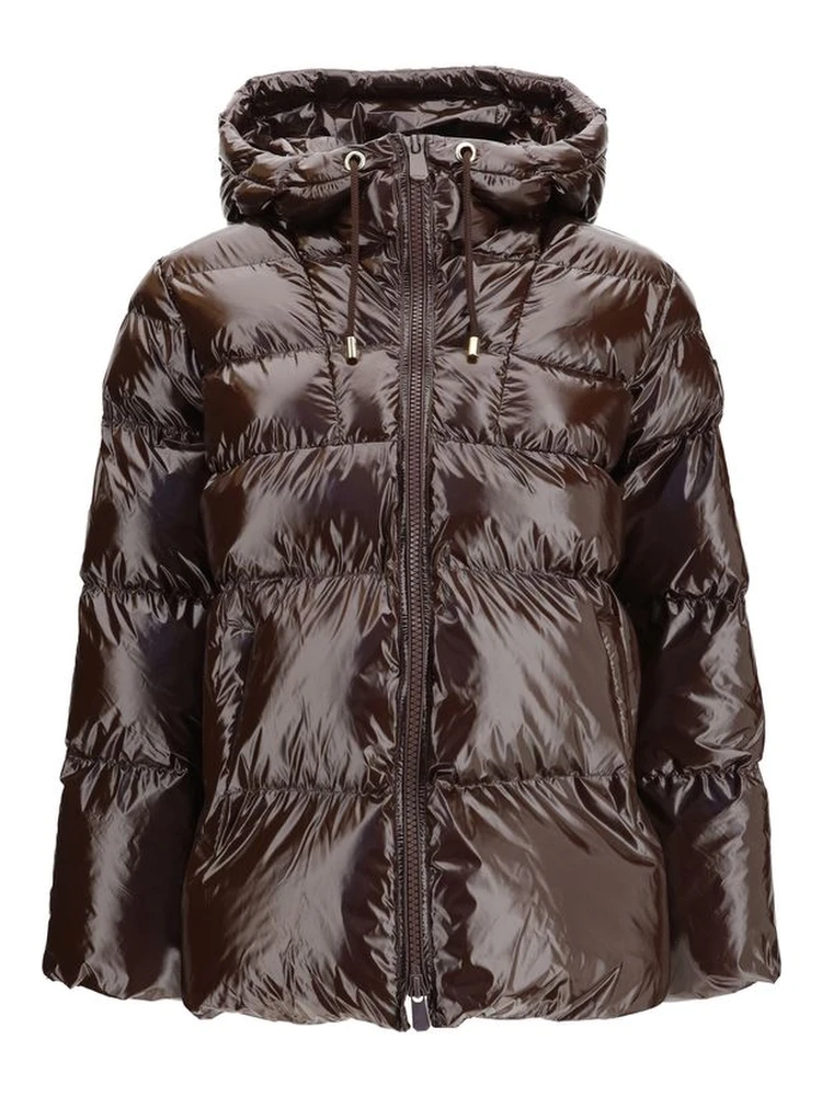 Brown Polyamide Full-Length Jacket