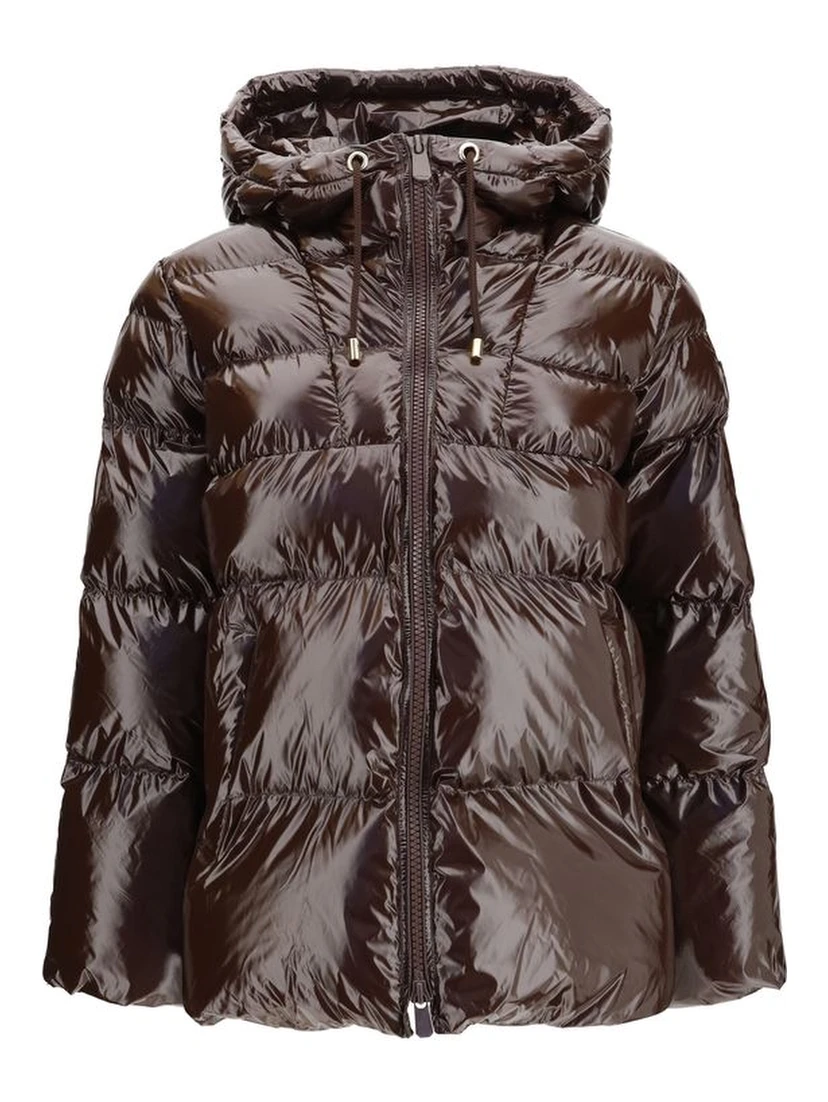 Brown Polyamide Full-Length Jacket