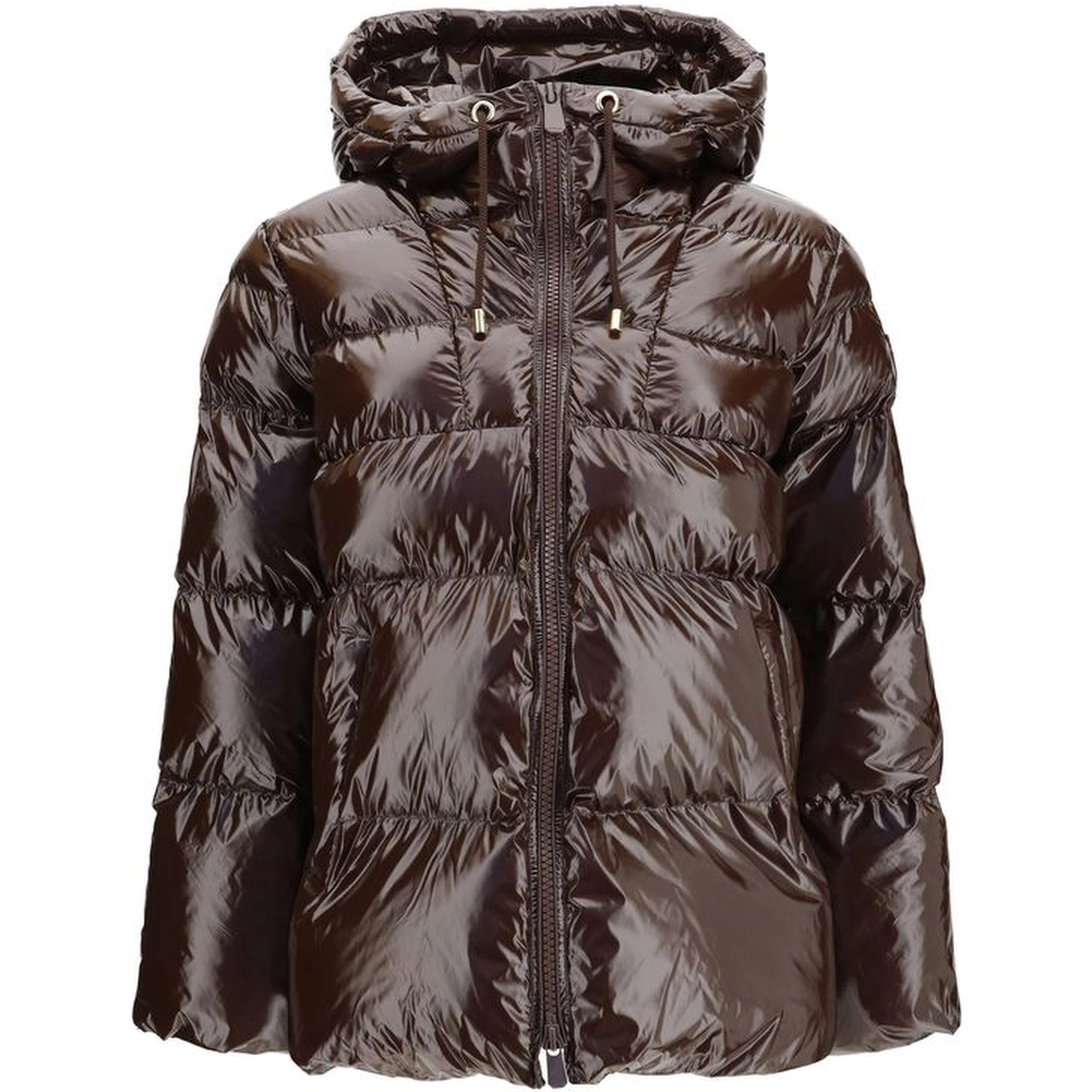 Brown Polyamide Full-Length Jacket