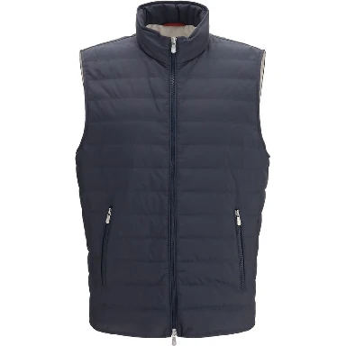Blue Polyester Sleeveless Jacket