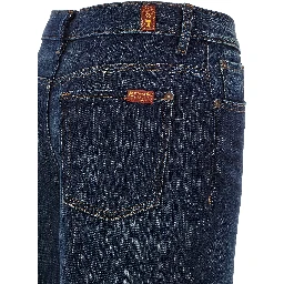 Blue Cotton Flared Jeans