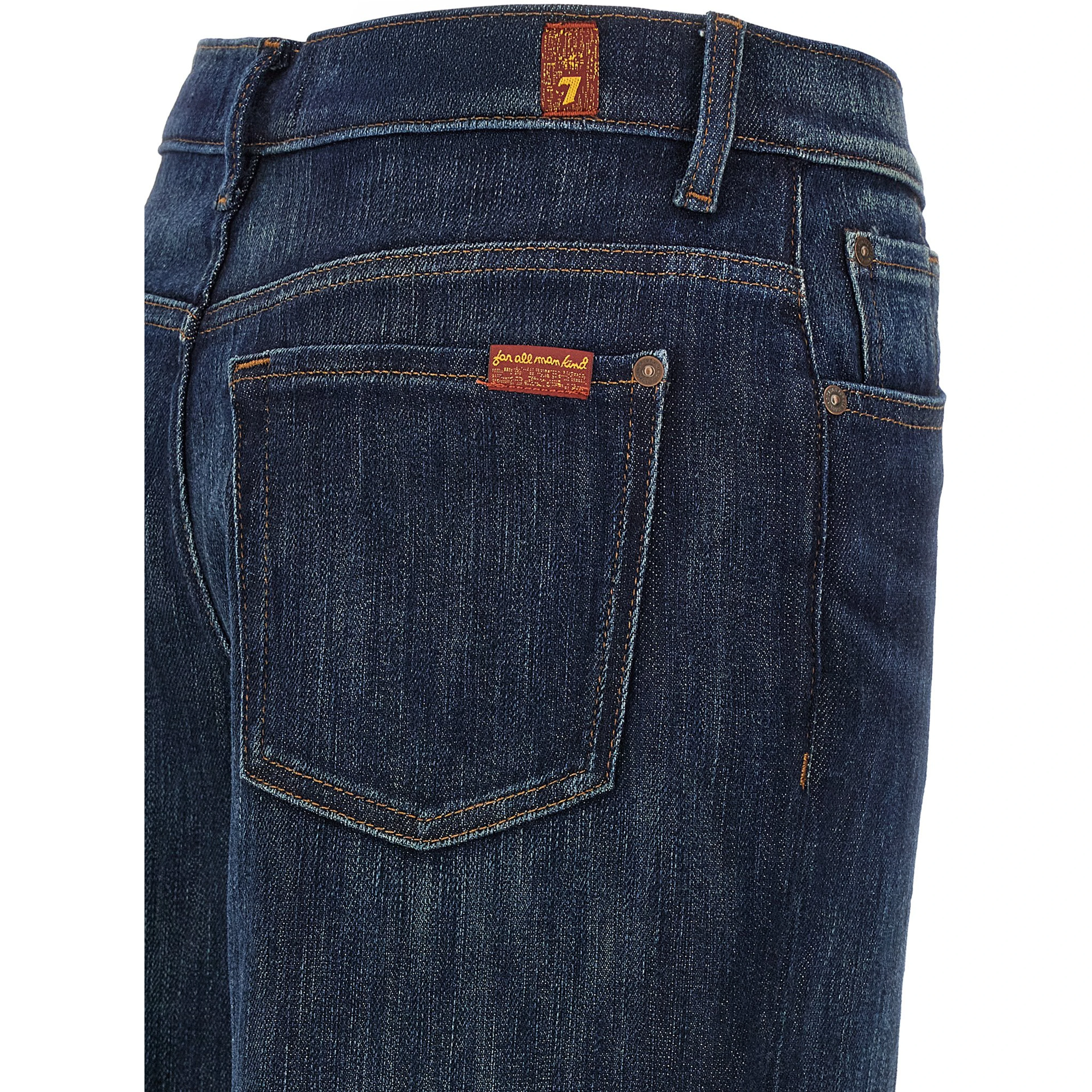 Blue Cotton Flared Jeans