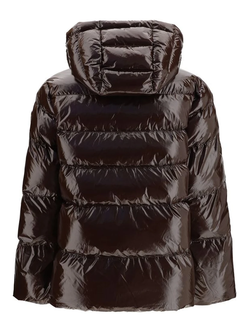 Brown Polyamide Full-Length Jacket