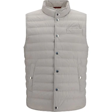 White Polyester Sleeveless Jacket