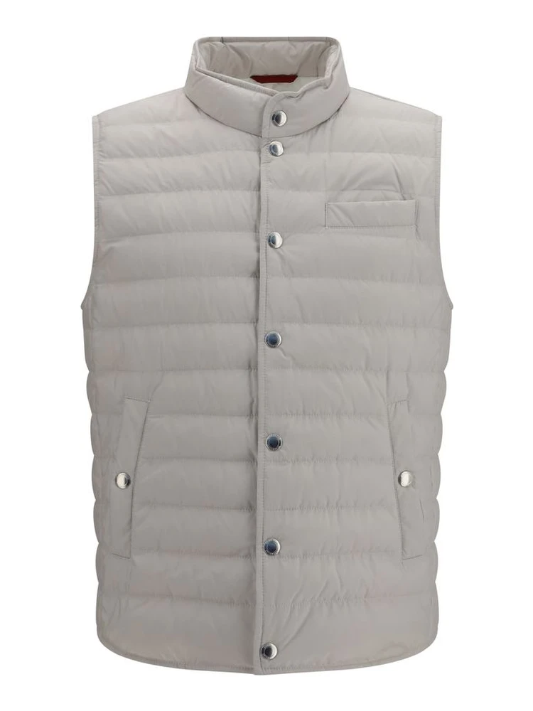 White Polyester Sleeveless Jacket