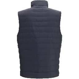 Blue Polyester Sleeveless Jacket