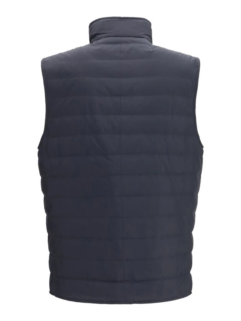 Blue Polyester Sleeveless Jacket