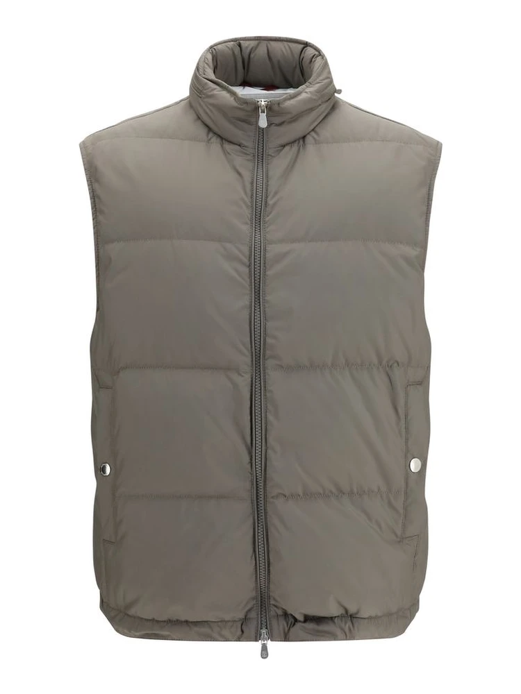 Gray Polyester Sleeveless Jacket