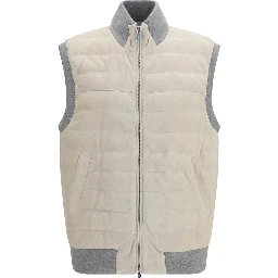 Beige Calf Leather Bos Taurus Sleeveless Jacket