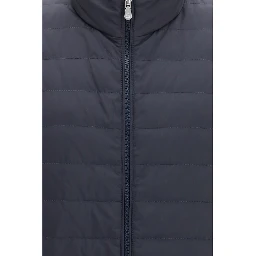 Blue Polyester Sleeveless Jacket