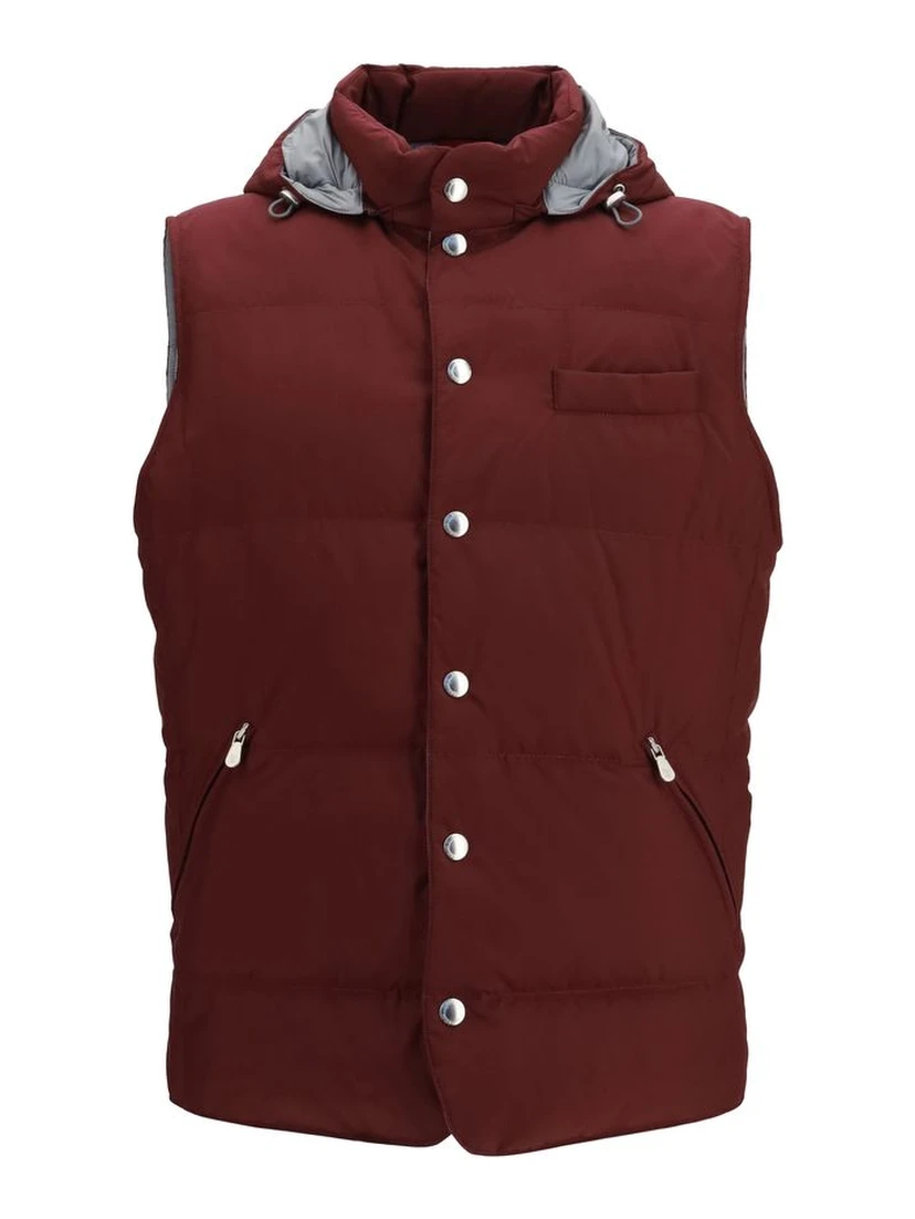 Bordeaux Polyester Sleeveless Jacket