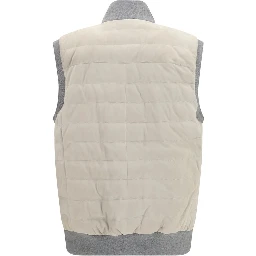 Beige Calf Leather Bos Taurus Sleeveless Jacket