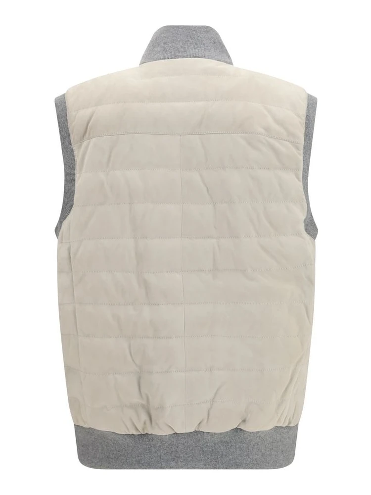 Beige Calf Leather Bos Taurus Sleeveless Jacket alternative