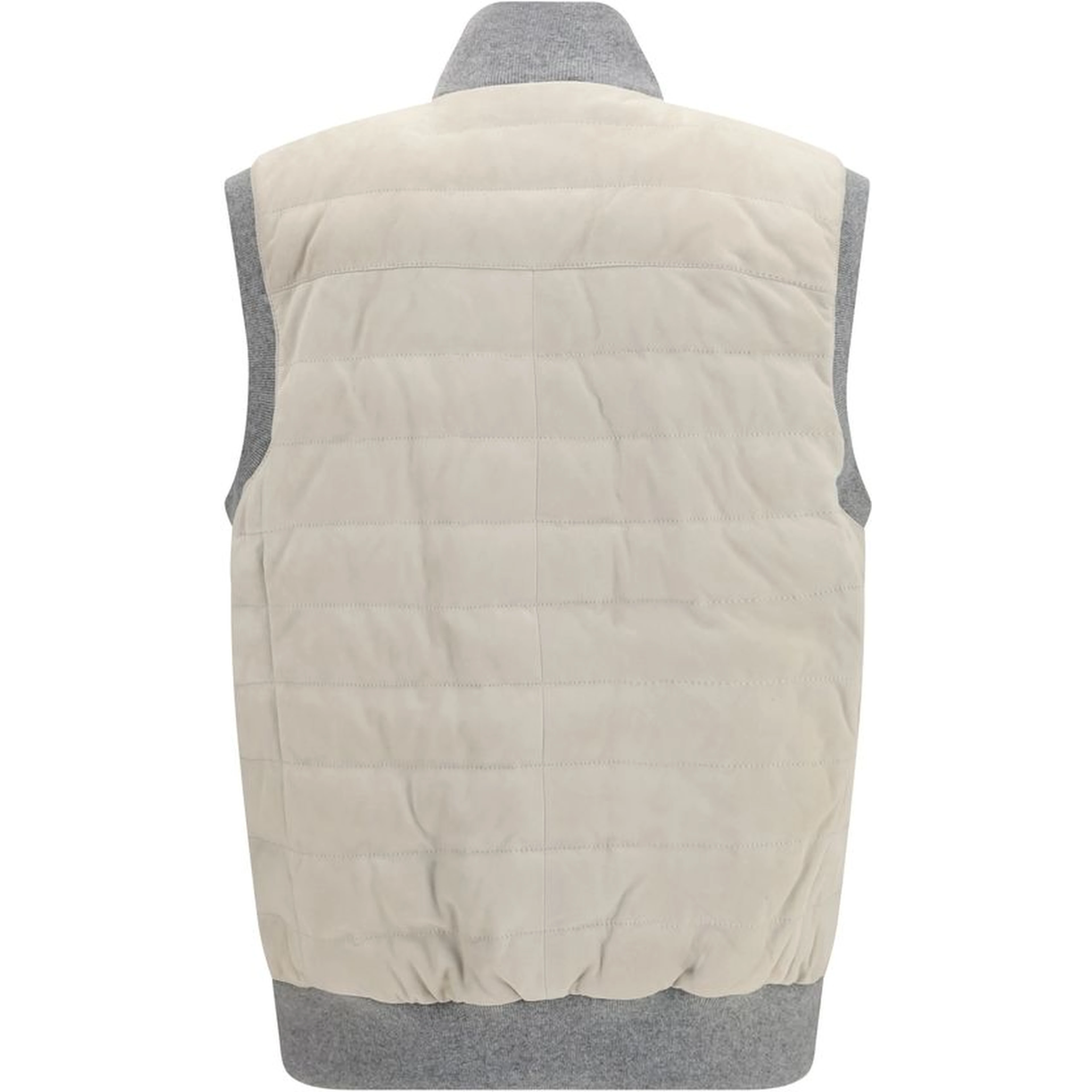 Beige Calf Leather Bos Taurus Sleeveless Jacket