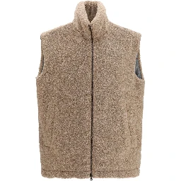 Beige Polyester Sleeveless Jacket