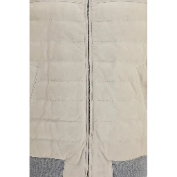 Beige Calf Leather Bos Taurus Sleeveless Jacket