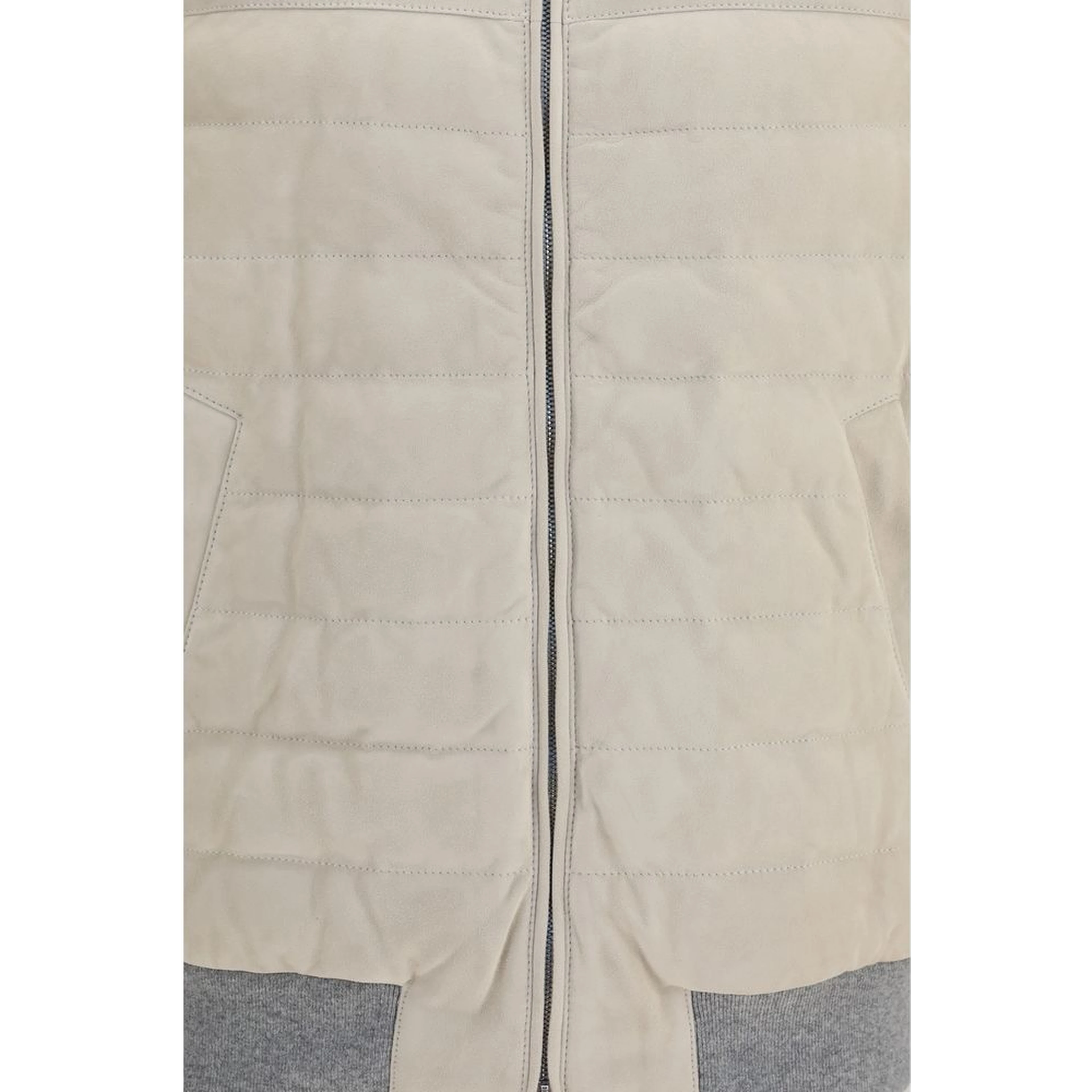 Beige Calf Leather Bos Taurus Sleeveless Jacket