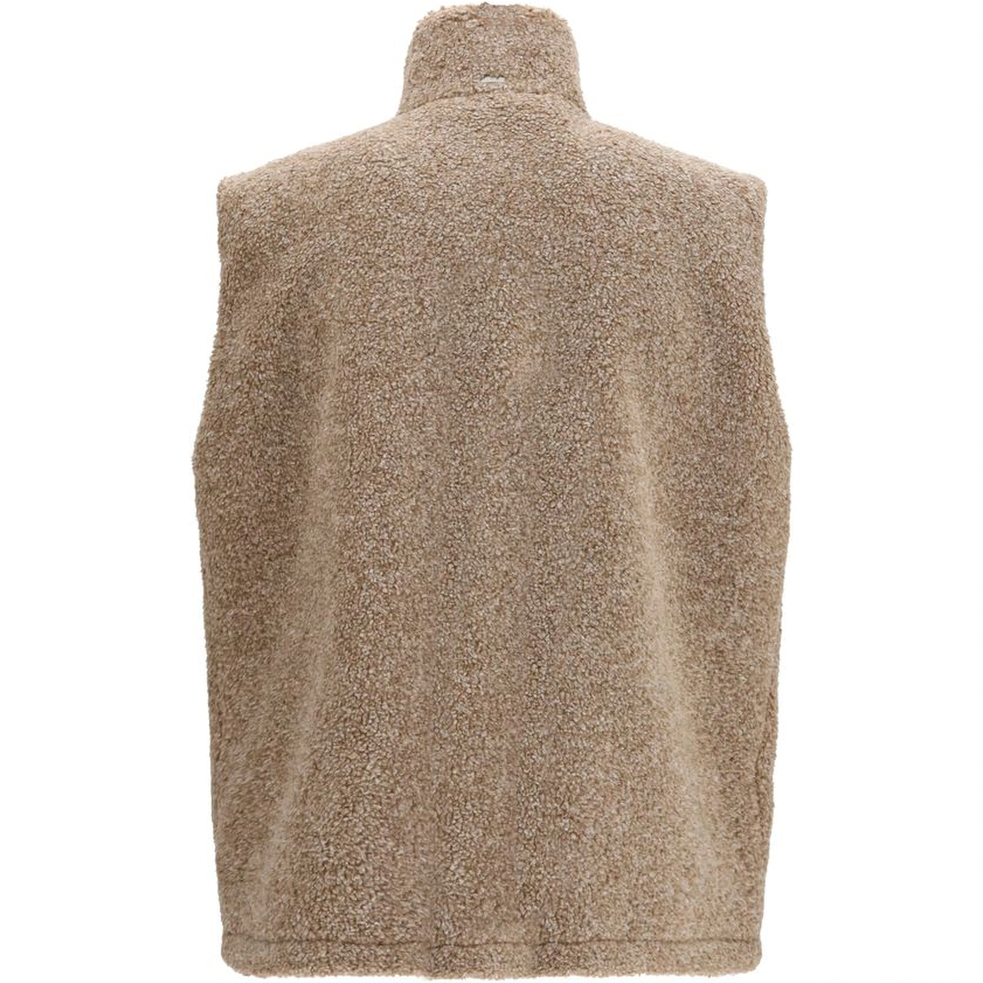 Beige Polyester Sleeveless Jacket