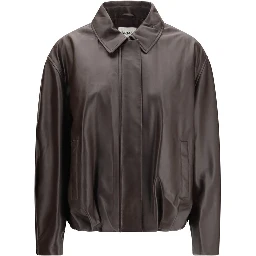 Brown Leather Bomber