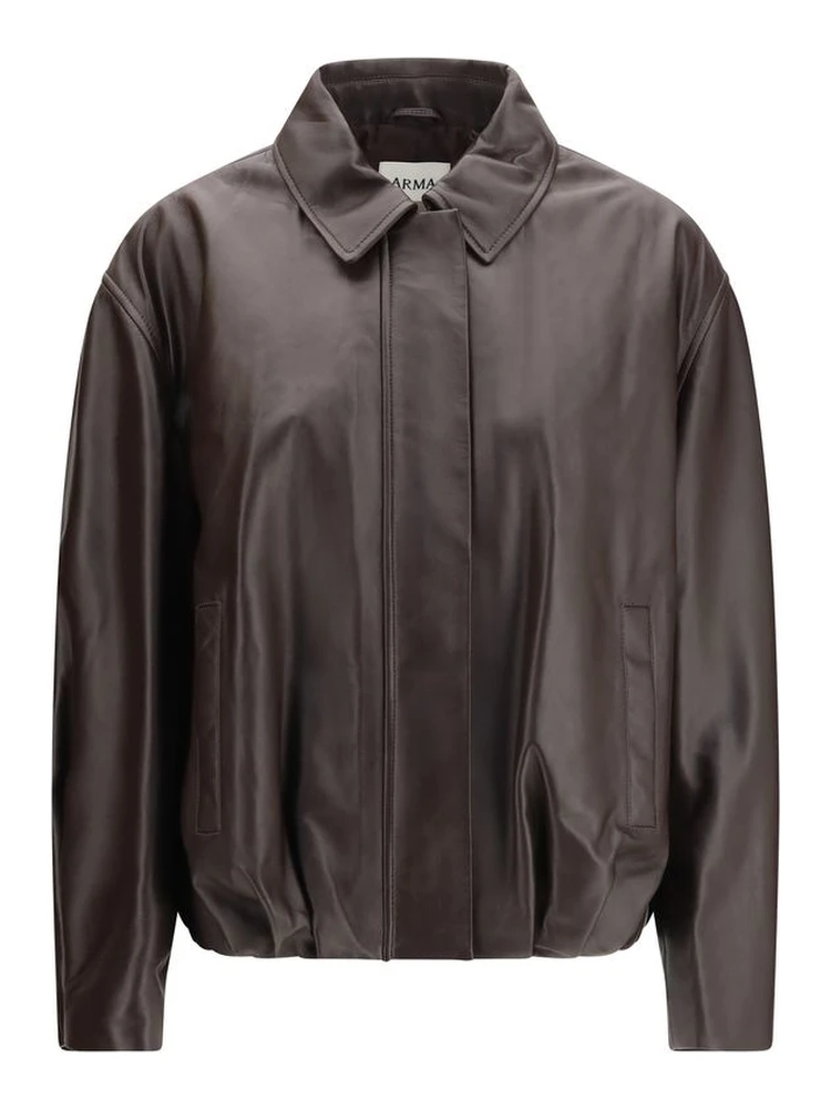 Brown Leather Bomber