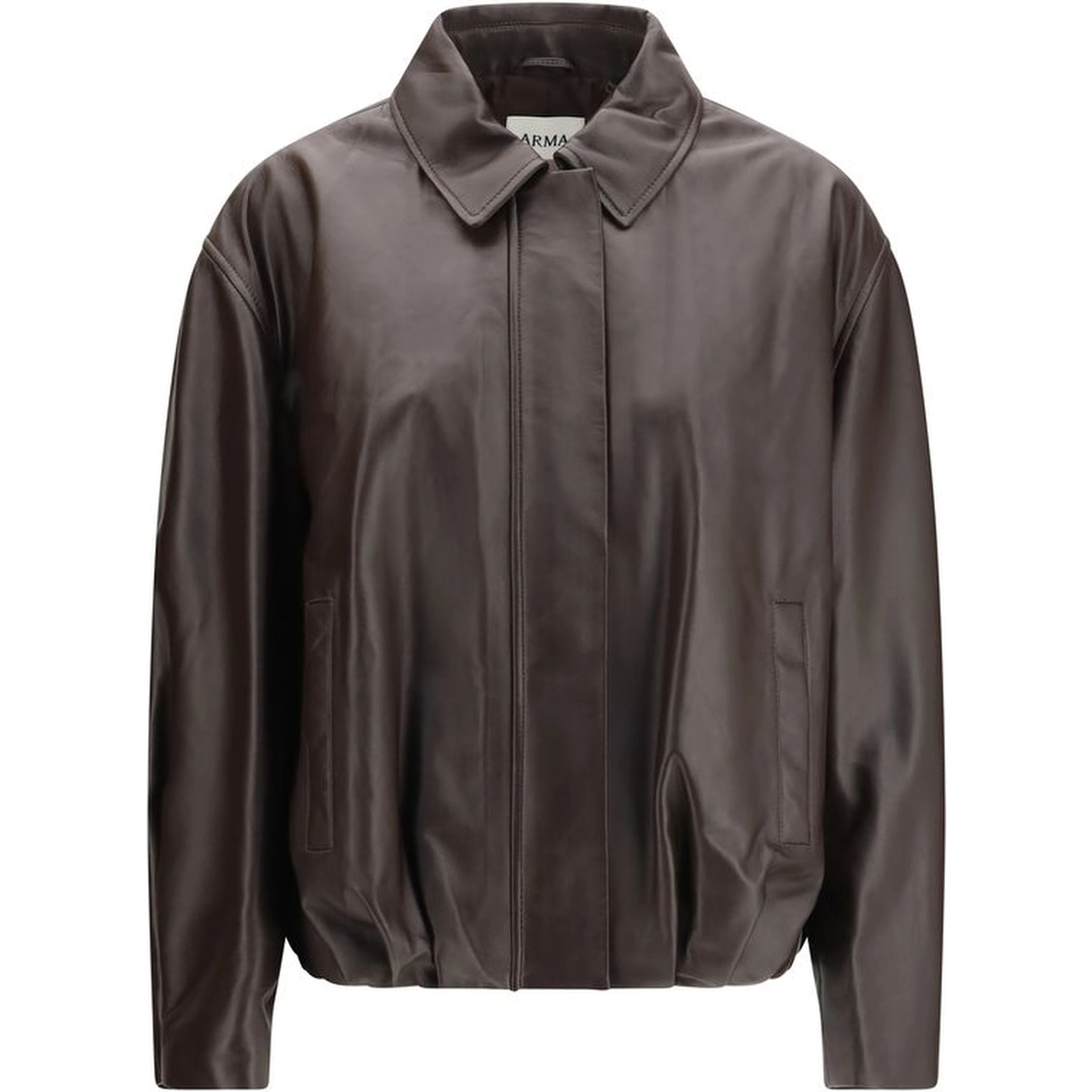 Brown Leather Bomber