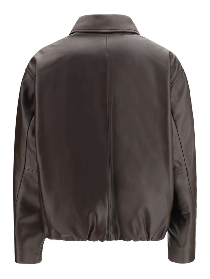 Brown Leather Bomber