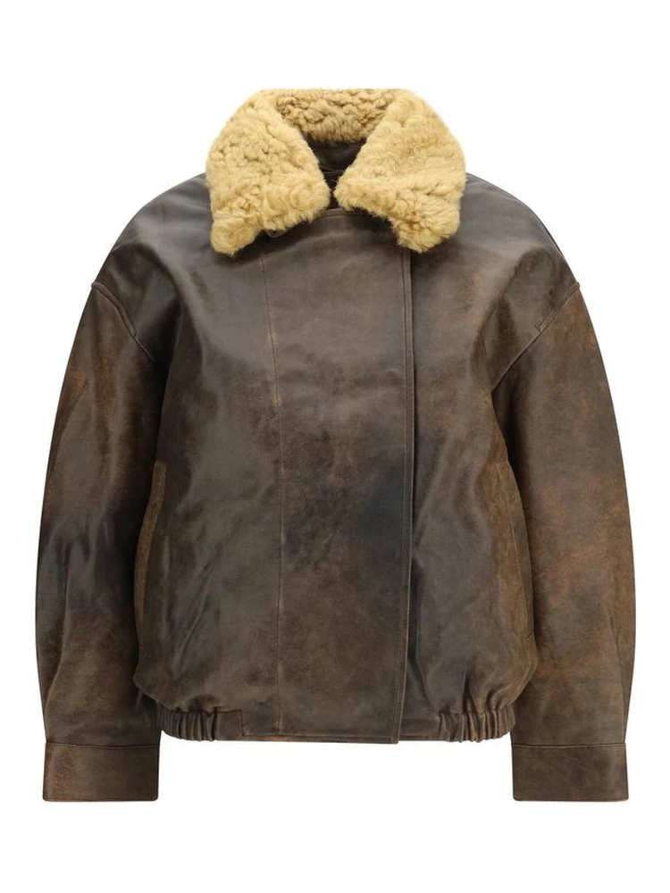 Brown Lamb Ovis Aries Aries Leather Jacket