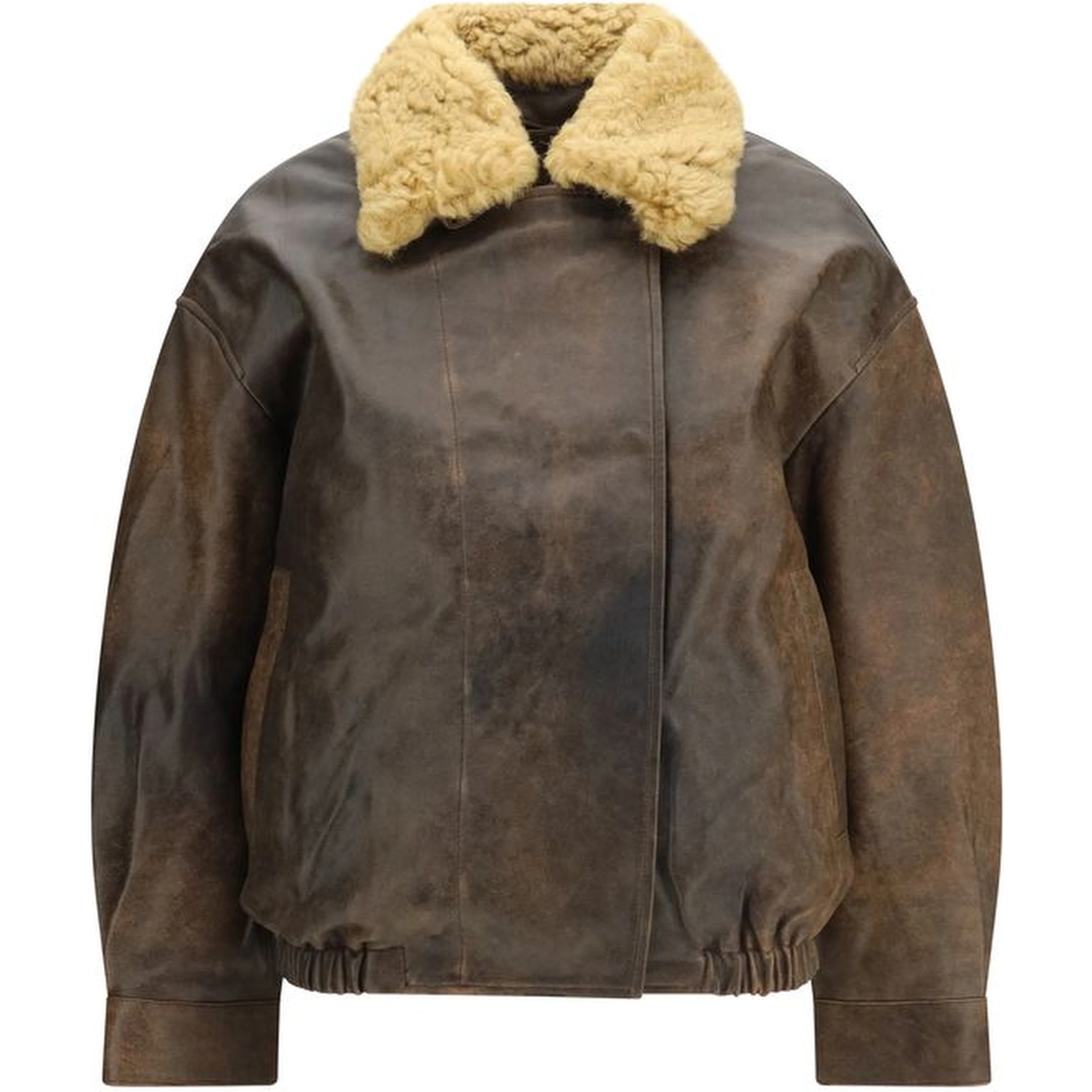 Brown Lamb Ovis Aries Aries Leather Jacket