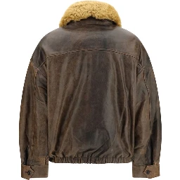 Brown Lamb Ovis Aries Aries Leather Jacket