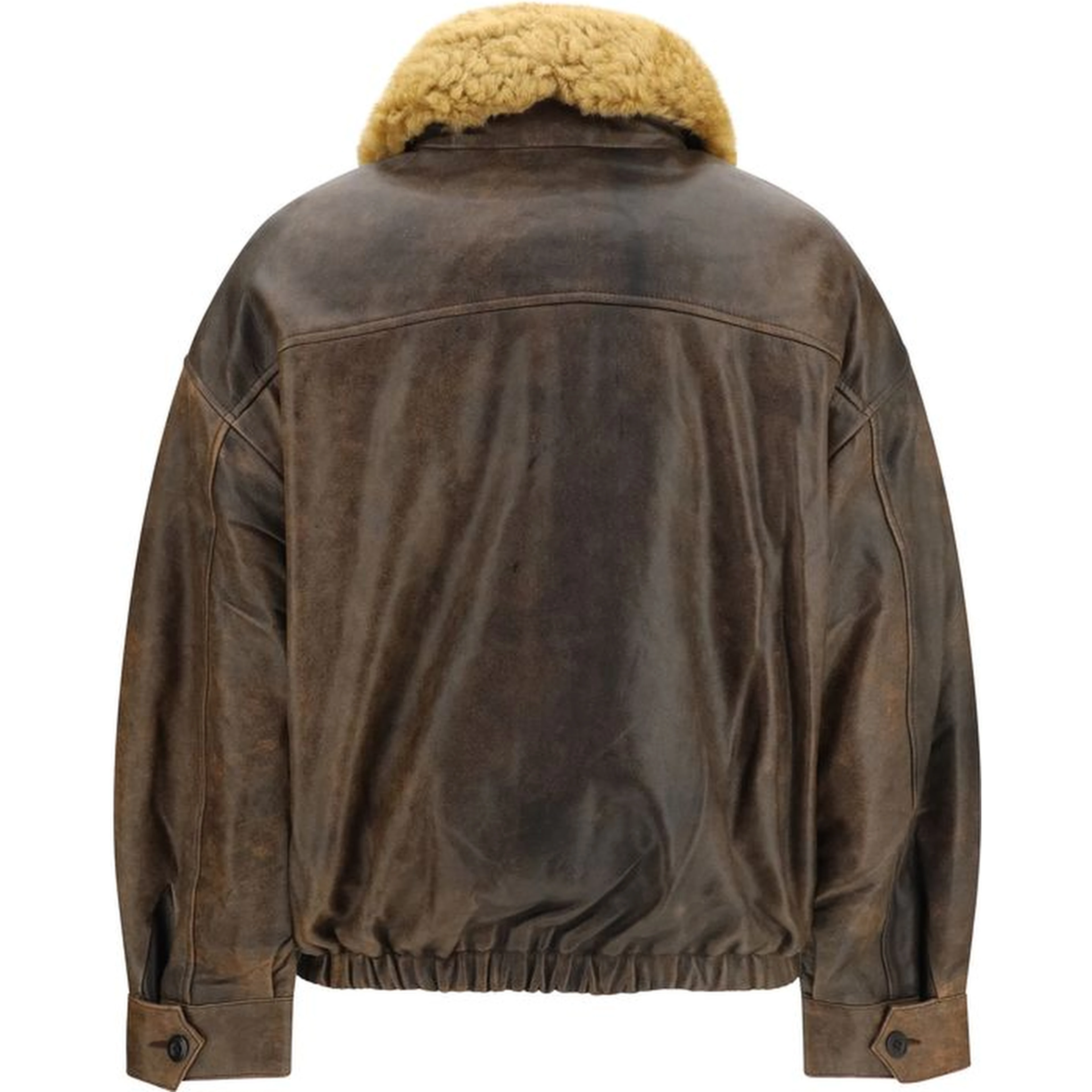 Brown Lamb Ovis Aries Aries Leather Jacket