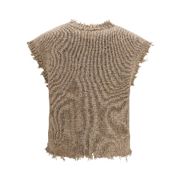 Beige Cashmere Sleeveles Sweater
