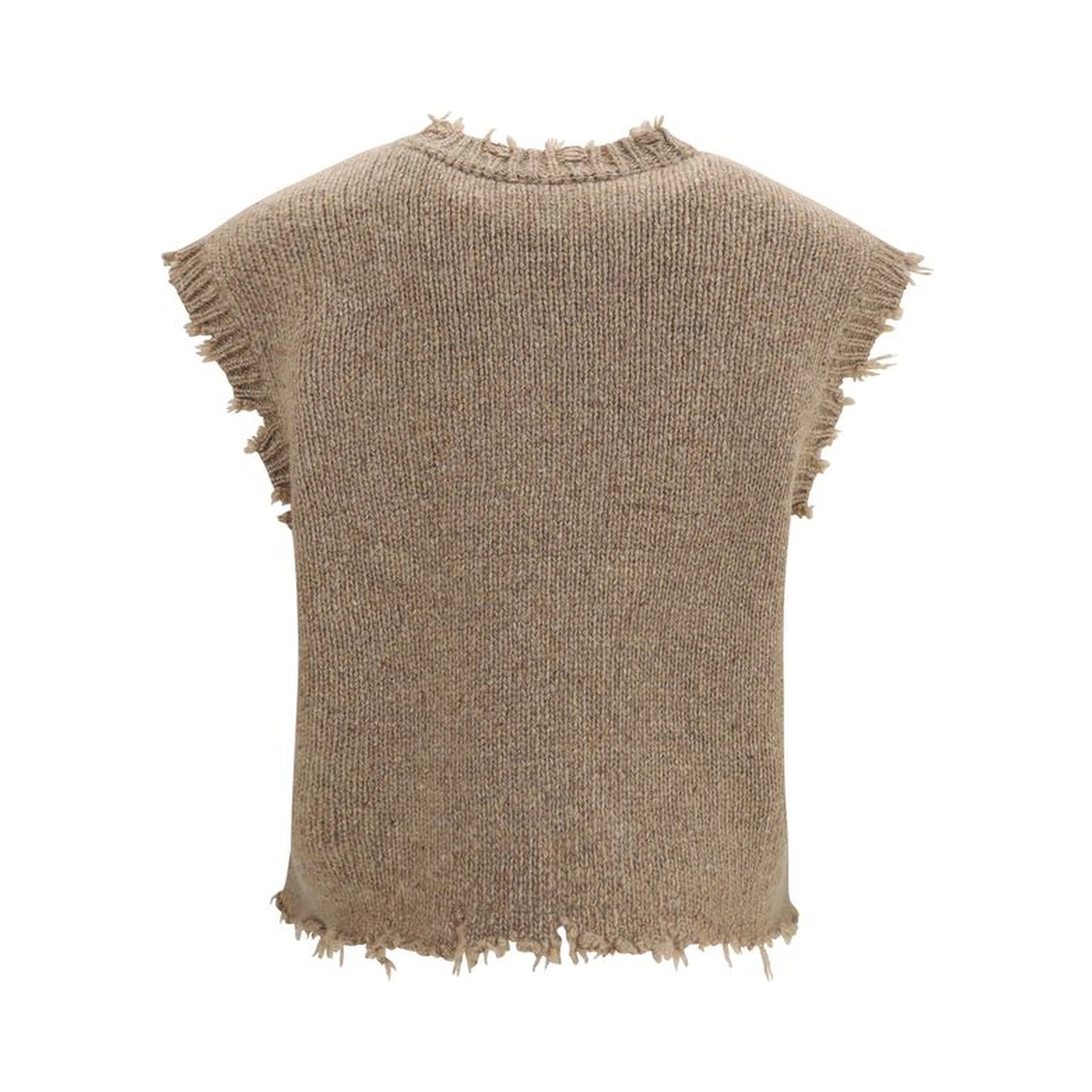 Beige Cashmere Sleeveles Sweater