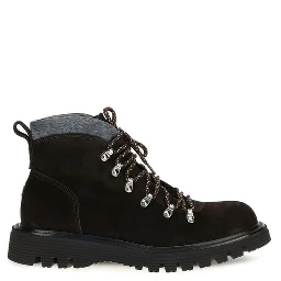 Brown Suede Leather Lace-Up Boots