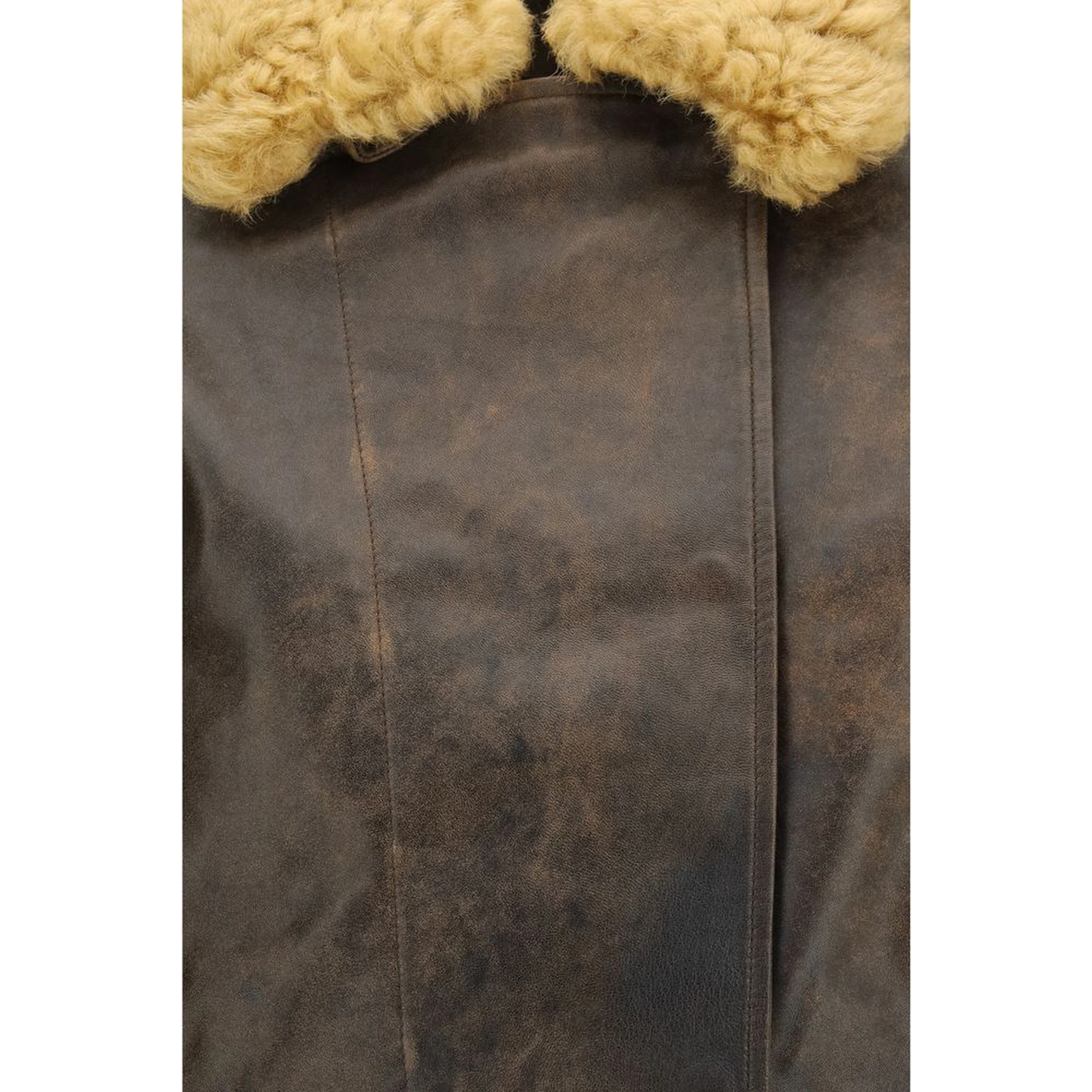 Brown Lamb Ovis Aries Aries Leather Jacket