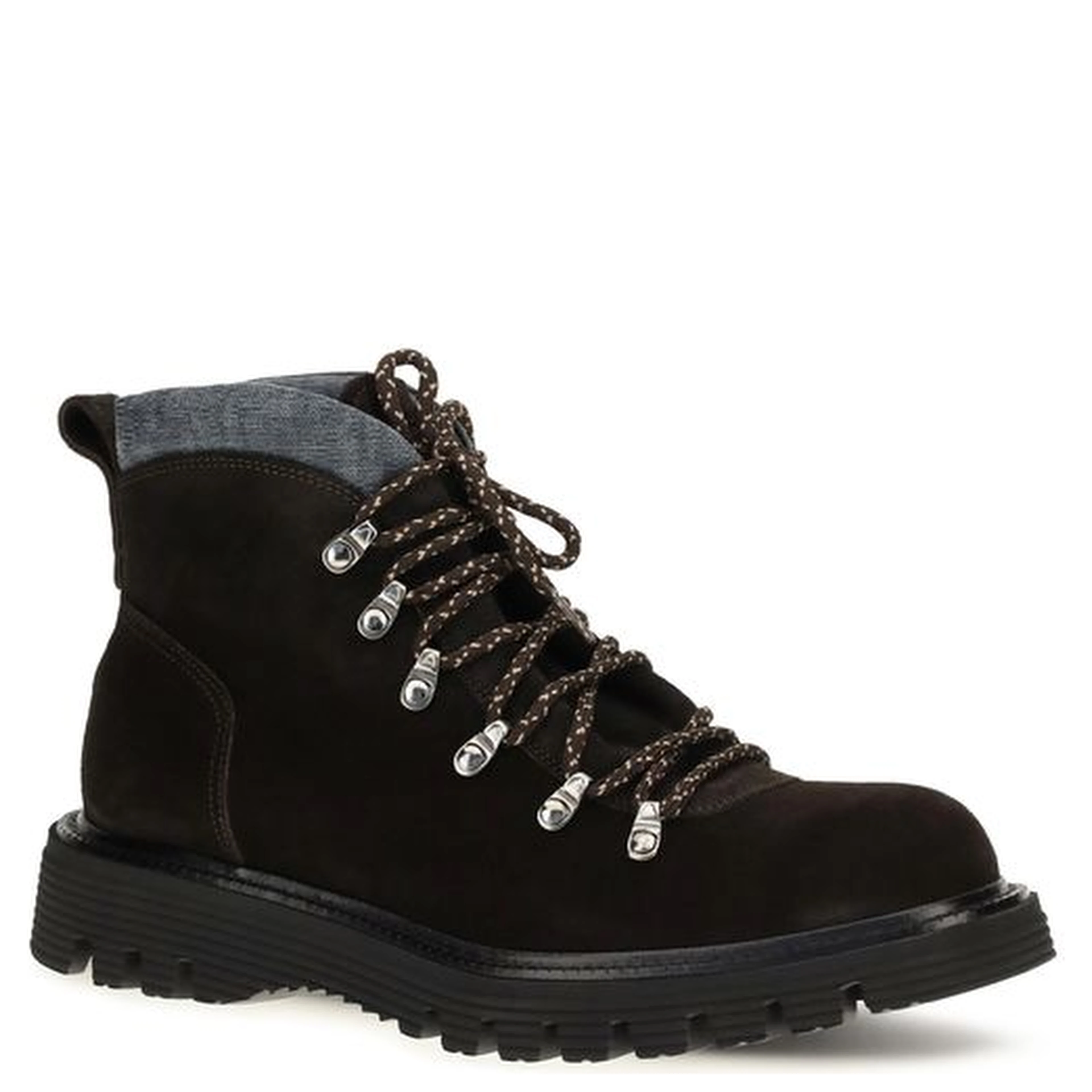 Brown Suede Leather Lace-Up Boots