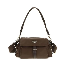 Brown Recycled Polyamide Shoulder Bag