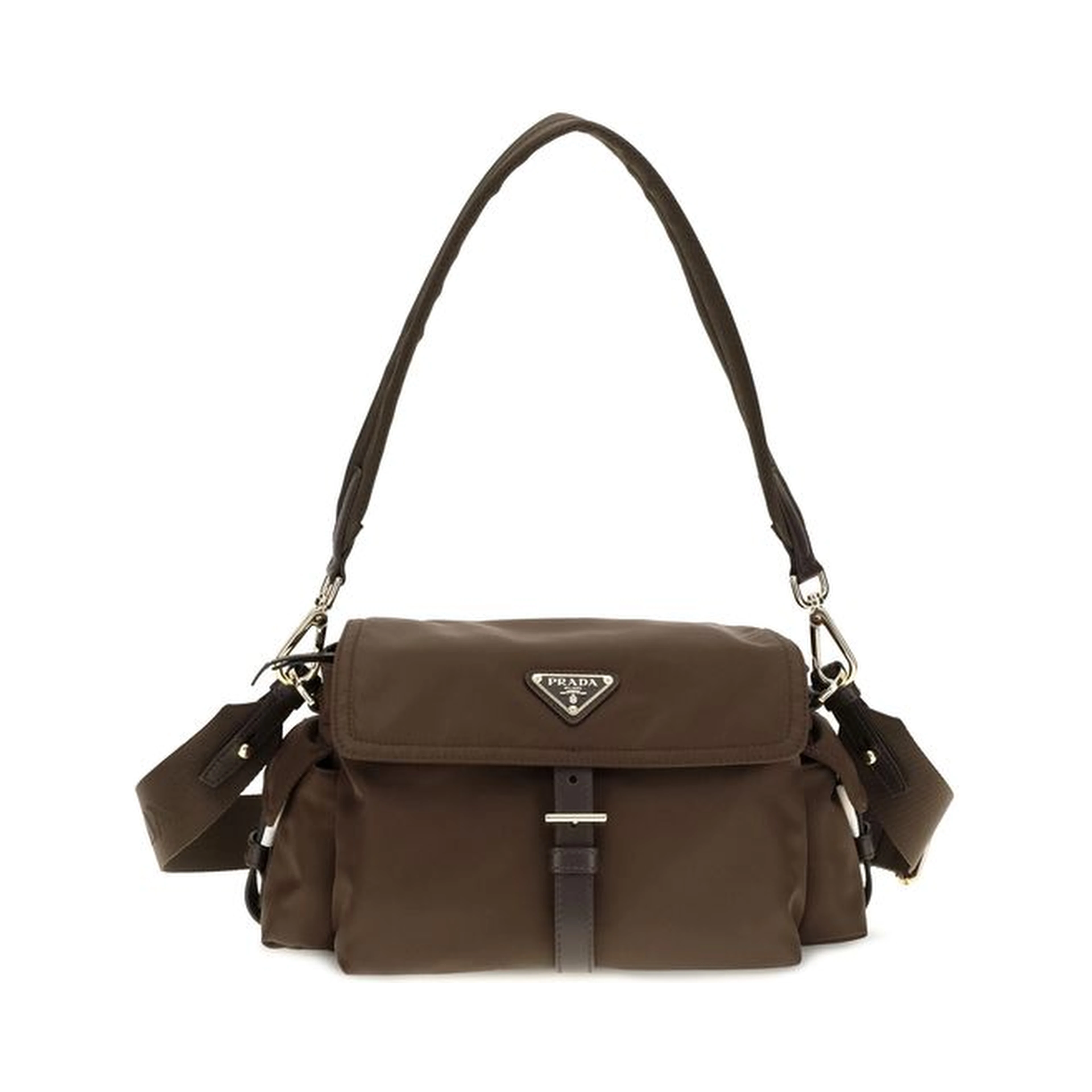 Brown Recycled Polyamide Shoulder Bag