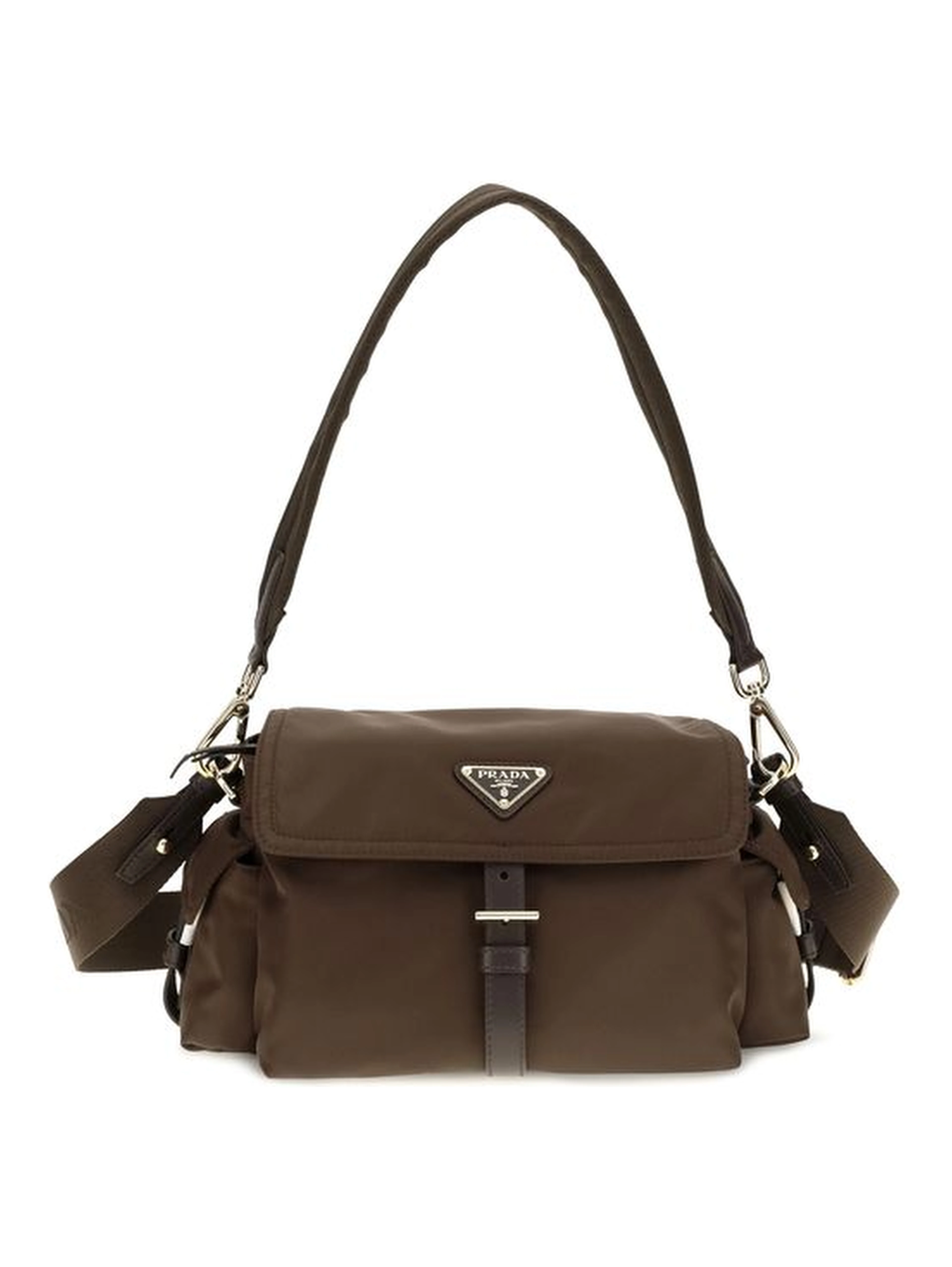 Brown Recycled Polyamide Shoulder Bag